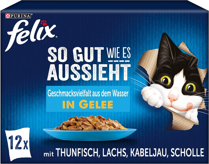 FELIX so Gut Wie Es Aussieht hrană pentru pisici umedă în jeleu, variety mix, pachet de 6 (6 X 12 pungi a 85G)