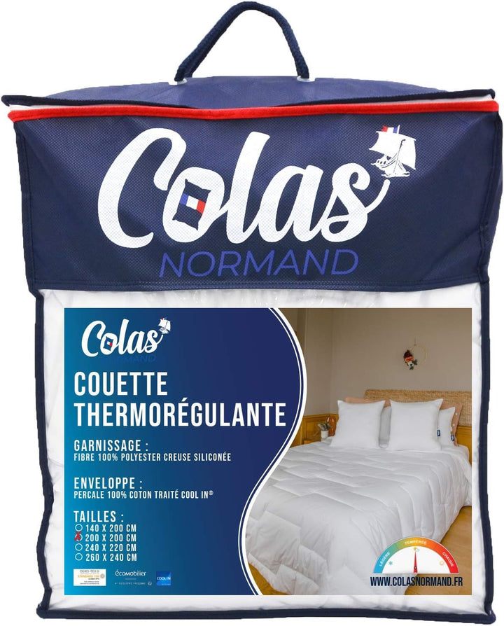 COLAS NORMAND Plapumă termoregulatoare, Cool In, Temperat, 140 X 200 Cm, Transpirație, Ventilație optimă, 100% percale, Fresh Feel, Franceză, 53130255, Alb Plapumi si pilote Naty Shop Alb 200X200 Cm