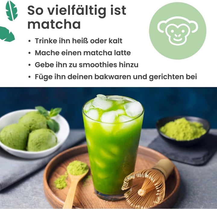Pudră de matcha Purechimp de calitate ceremonială 50 g. Pudră de ceai 100% pură din culturi umbrite pentru latte, infuzii și rețete. Borcan reciclabil. Bogat în antioxidanți.