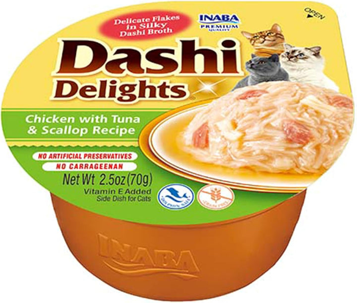 INABA Dashi Delights Hrană umedă pentru pisici 100% pui natural | Fără cereale, fără zahăr, fără arome artificiale, 86% umiditate | Tratamente premium pentru pisici în bulion 70 G (pachet de 6)