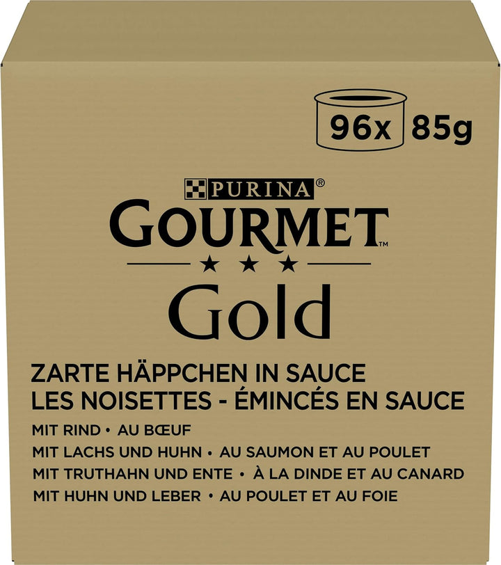 Gourmet Gold Tender Morsels in Sauce Hrană umedă pentru pisici, cu somon și pui, 12Pack (12 X 85G)