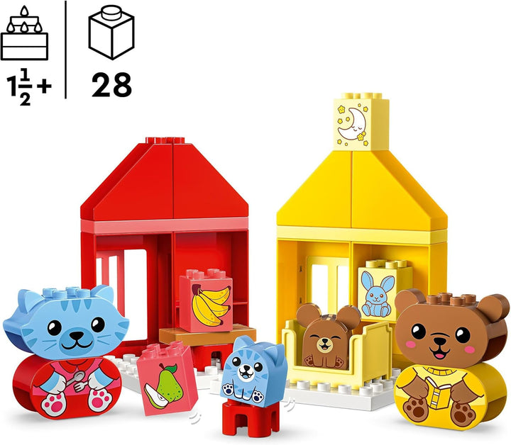 LEGO DUPLO Everyday Routines: Eating & Bedtime, jucărie de învățare pentru copii mici pentru a încuraja dezvoltarea socială și emoțională, cu 4 figuri de animale, cadou pentru copii de la 18 luni 10414 Seturi de constructie Besuche den LEGO-Store