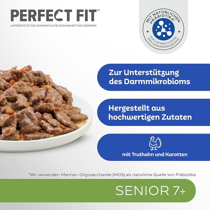 PERFECT FIT™ Pungă porționată pentru pisici Senior cu curcan și morcovi 12 X 85G