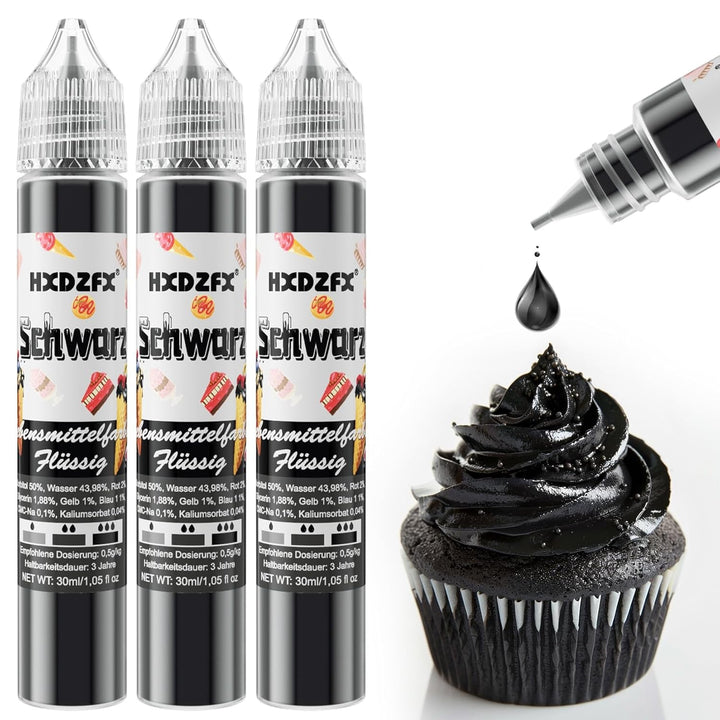 Colorant alimentar - Colorant alimentar lichid, Colorant alimentar foarte concentrat, Coloranți alimentari lichizi pentru copt, Decorare tort, Fursecuri, Macarons, Ouă de Paște, Aluat - 3 × 30ml (Roșu de Crăciun)