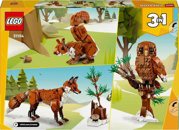 LEGO Creator Forest Animals: Red Fox, set de animale cu jucărie cu vulpe, bufniță și veveriță, figuri de animale de pădure cu care să te joci și să le afișezi, cadou creativ pentru băieți și fete de la 9 ani 31154 Seturi de constructie Besuche den LEGO-Store