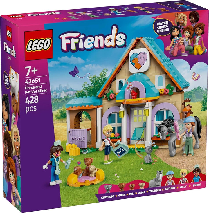 LEGO Friends Cabinet veterinar pentru cai și animale de companie, set de construcție și joacă pentru jocuri de rol imaginative cu 3 minifigurine și 5 figurine de animale, idee de cadou pentru fete de la 7 ani 42651 Seturi de constructie Besuche den LEGO-Store