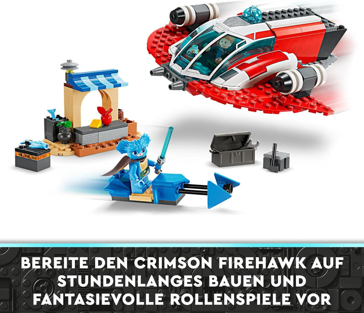 LEGO Star Wars: Aventurile tinerilor Jedi Crimson Firehawk, Set de pornire pentru copii cu navă spațială construibilă, bicicletă Speeder și 3 figuri, cadou pentru băieți și fete de la 4 ani 75384 Seturi de constructie Besuche den LEGO-Store