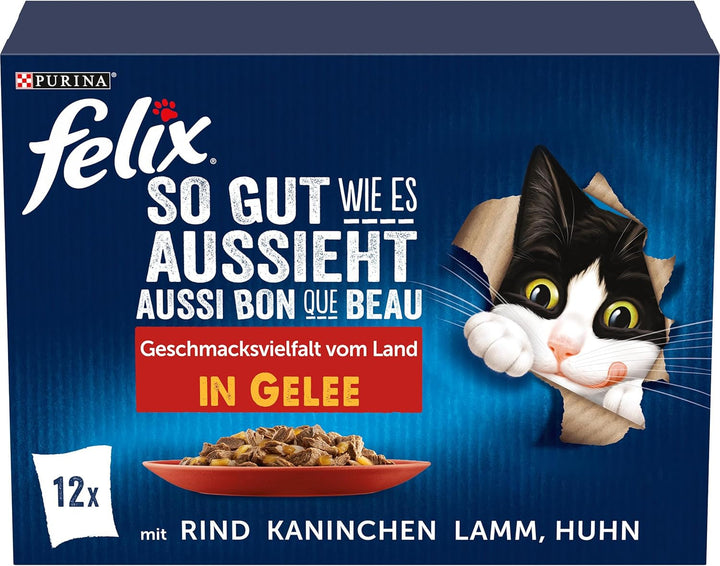 FELIX so Gut Wie Es Aussieht hrană pentru pisici umedă în jeleu, variety mix, pachet de 6 (6 X 12 pungi a 85G)
