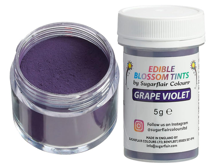 Pudră de colorant alimentar Sugarflair Blossom Tint Dust Grape Violet - Pudră de colorant alimentar pentru decoruri de tort, pastă de zahăr, fondant, glazură, ciocolată, cremă de unt, macarons și multe altele - 5G