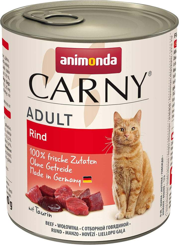 Animonda Carny Adult Hearty Variation (12 X 400 G), hrană umedă pentru pisici adulte, hrană umedă cu 100% ingrediente din carne proaspătă, hrană pentru pisici fără cereale și zahăr