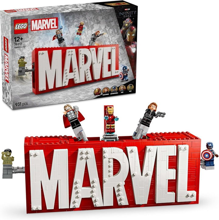 LEGO Marvel: Logo-ul și minifigurinele Marvel - Set de colecție cu Hulk, Thor, Iron Man, Black Widow și Captain America - Set de construcție cu figurine Avengers - Cadou pentru băieți și fete de la 12 ani 76313 Seturi de constructie Besuche den LEGO-Store Titlu implicit