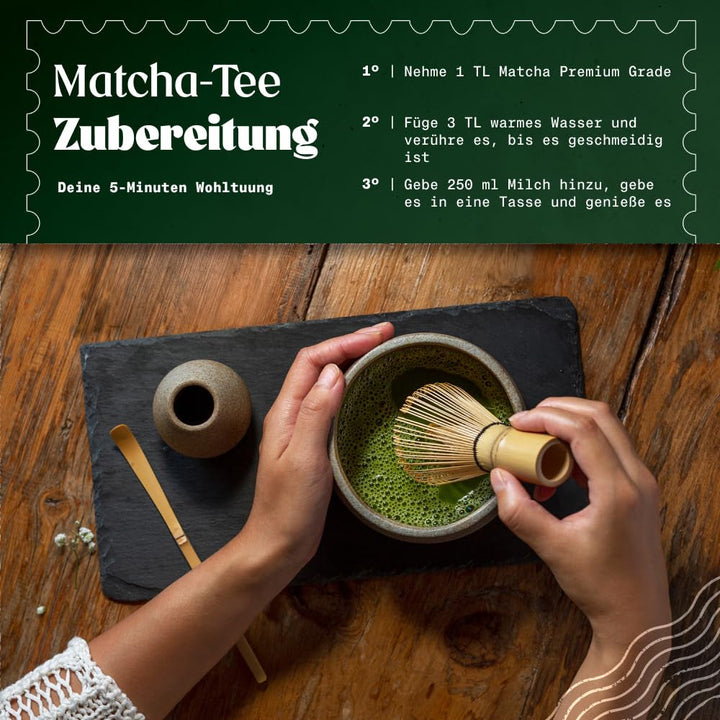 Naturalebio Matcha Ceai pudră bio - Calitate premium - 100G. Ceai verde original din Japonia. Ideal pentru băut. Ceai verde pentru latte, smoothie-uri. Produs în Uji, Kyoto.