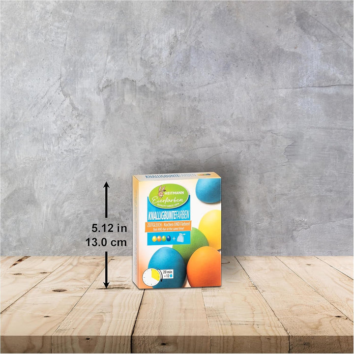 Culori de ou Heitmann, culori strălucitoare - 4 sticle de coloranți de ou (galben, portocaliu, verde, albastru), 2 intensificatori de culoare, 4 pungi de colorant, 4 cleme