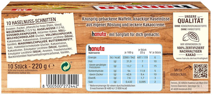 Ferrero Hanuta, 10 bucăți, 220g