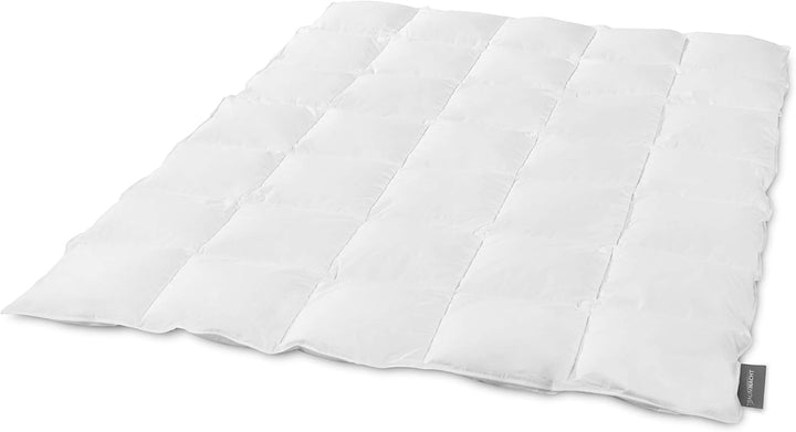 Traumnacht Basic Plapumă ușoară din puf cu puf alb nou (60%) și pene (40%), DIN EN 12934, 135 X 200 Cm, Down Pass și certificat Oeko-Tex, produs în conformitate cu standardul de calitate german Plapumi si pilote Naty Shop 60 la sută puf / 40 la sută pene Plapumă medie pentru toate anotimpurile 155 X 220