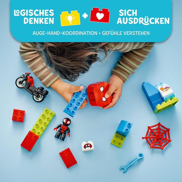 LEGO DUPLO Marvel Spins Motorcycle Adventure, Playset de fantezie pentru serialul TV Spidey și super prietenii săi, jucărie educativă de construit și reconstruit pentru copiii de 2 ani și peste 10424 Seturi de constructie Besuche den LEGO-Store