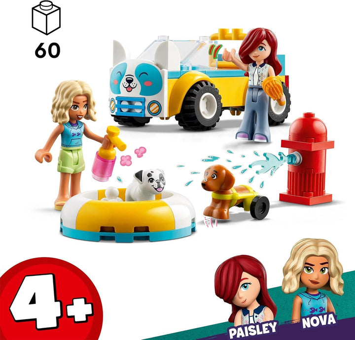 LEGO Friends Mobile Dog Grooming Parlour, set de joacă pentru vehicule cu animale pentru jocuri de rol, jucărie pentru copii cu 2 figurine și 2 câini pentru fete și băieți de la 4 ani, set de toaletă pentru câini 42635 Seturi de constructie Besuche den LEGO-Store