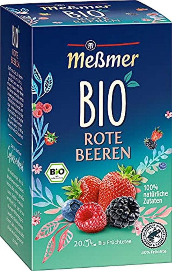 Meßmer Bio Rote Beeren | Ingrediente 100% naturale | 20 pliculețe de ceai | Vegan | Fără gluten | Fără lactoză