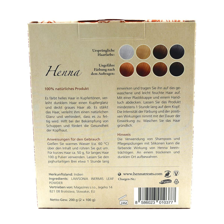 Henna - Cupru - Culoarea naturală a părului și îngrijirea părului - Pulbere - 200g Vopsea pentru par Naty Shop