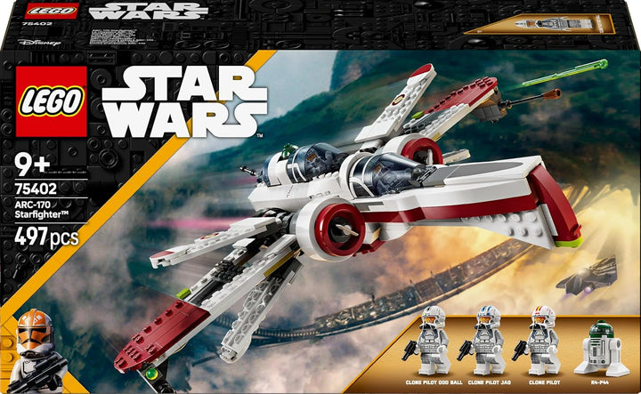Jucărie LEGO Star Wars 75402 ARC-170 Starfighter cu 4 minifigurine, inclusiv pilot clonă și droid R4-P44, piesă de colecție, cadou pentru fanii Răzbunării Sith și băieți și fete cu vârsta de peste 9 ani Seturi de constructie Besuche den LEGO-Store