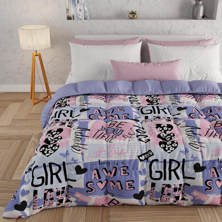 PETTI Artigiani Italiani - Plapumă de iarnă, Plapumă de iarnă, Plapumă simplă, Cu două fețe, Monocolor și imprimare digitală, 100% microfibră antialergică, Made in Italy Plapumi si pilote Naty Shop Girlcool 160 X 190 Cm