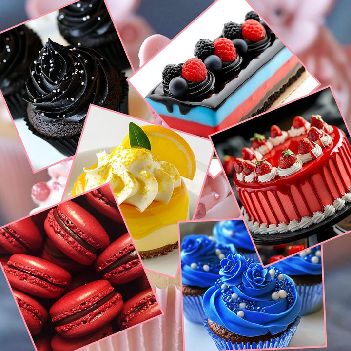 Set coloranți alimentari pudră - 4x5g colorant alimentar concentrat pentru fondant, cremă de unt, colorant alimentar vibrant pentru copt, decorare tort, colorare ouă de Paște, macaroane, Ziua Tuturor Sfinților