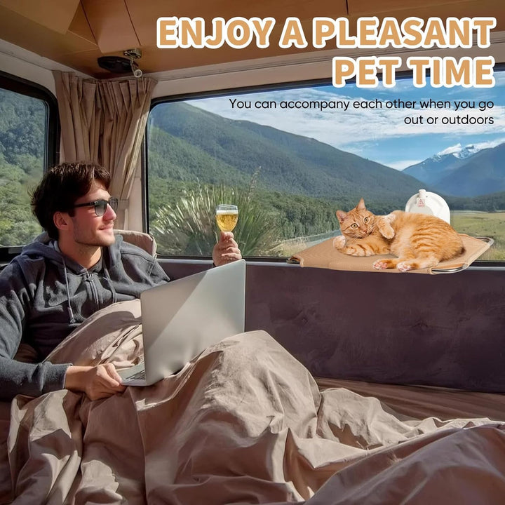 LORESJOY Șezlong pliabil pentru pisici, pat pentru pisici cu fereastră, hamac pentru pisici, hamac cu fereastră pentru pisici cu ventuză mare, șezlong pliabil pentru pisici, pat agățat până la 25 kg