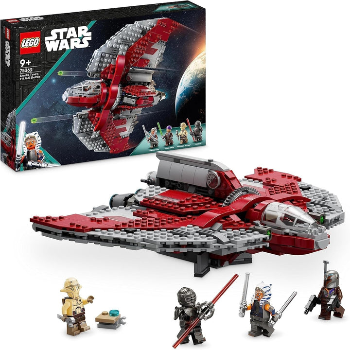 LEGO Star Wars Ahsoka Tano's T-6 Jedi Shuttle Set, Jucărie navă spațială construibilă cu 4 minifigurine, inclusiv Sabine Wren și Marrok cu săbii laser, cadou pentru fanii seriei Ahsoka 75362 Seturi de constructie Besuche den LEGO-Store T-6 al lui Ahsoka Tano