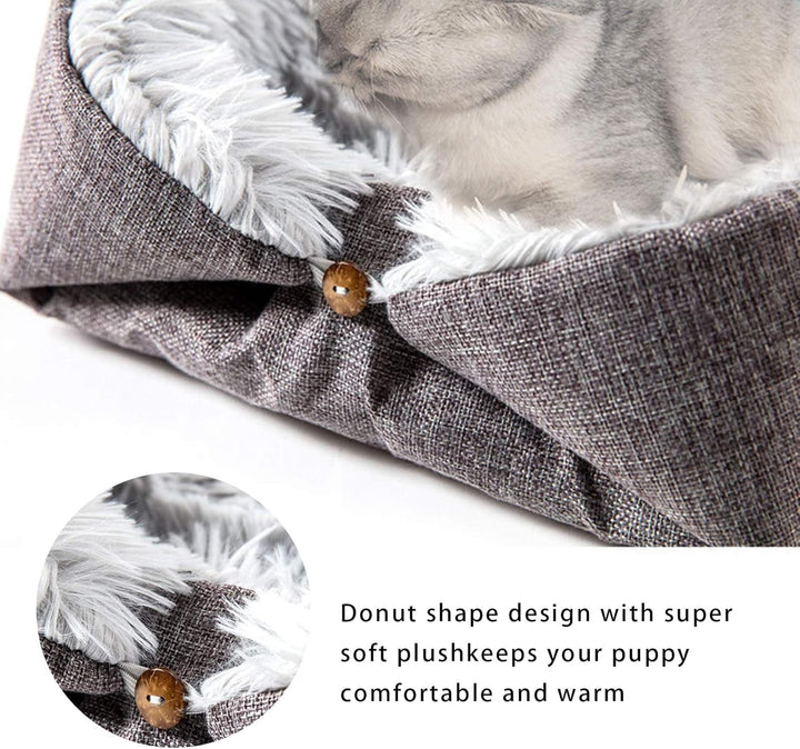 Pătură pufoasă pentru pisici, pat pentru animale de companie, loc de dormit 2 în 1, pernă pufoasă de pluș moale, canapea lavabilă pentru pisici, pat pentru animale de companie, pat pentru câini, pătură pentru pisici și câini mici (gri)