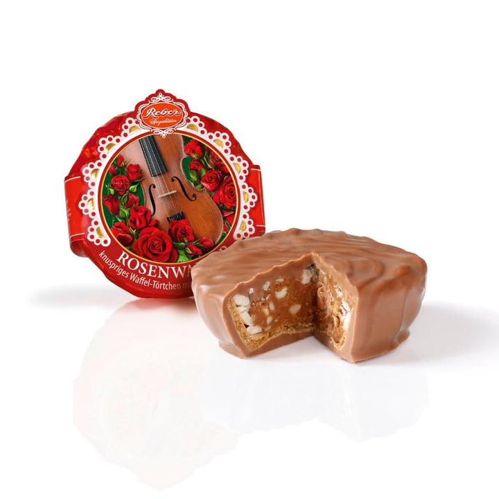 Plăcintă cu ciocolată și trufe Reber Bites, trufe cu brandy pe nuga cremoasă, acoperită cu ciocolată delicată cu lapte alpină, 40g (1 bucată)