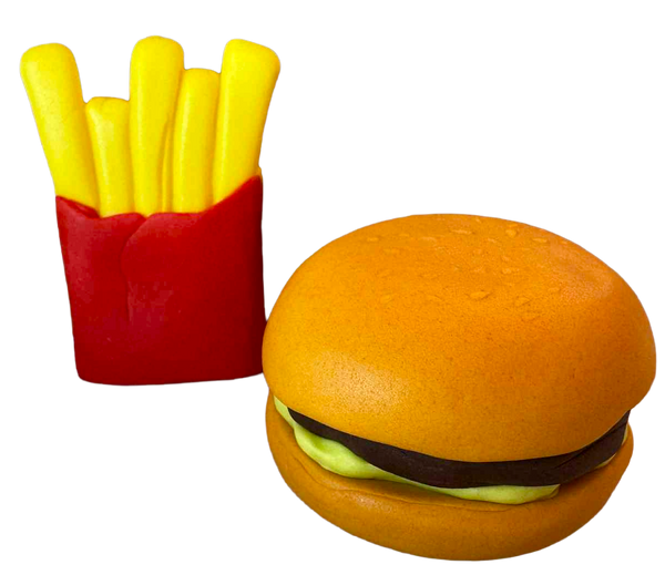 Set 2 jedlé dekorace, hamburger