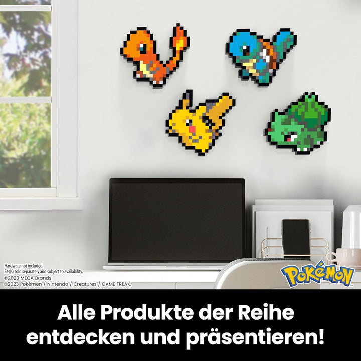 MEGA Pokémon Glumanda - Figură construibilă în aspect retro, Pixel Art, Inclusiv bază pentru montare pe perete, Pentru constructori și colecționari adulți, HTH76 Action figures Naty Shop