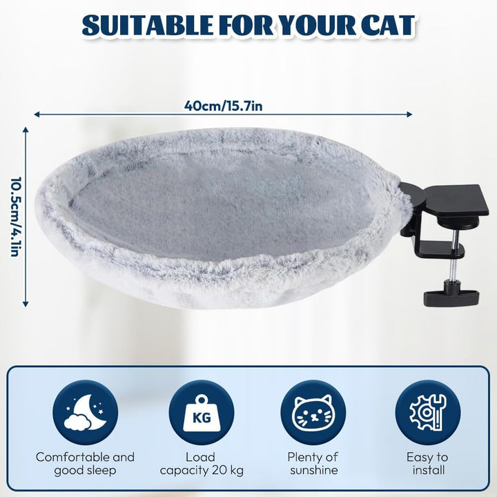 Pat pentru pisici - Hamac rotativ la 360°, Hamac robust pentru pisici cu cadru metalic, Pat și coș pentru pisici pentru dormit la birou și acasă