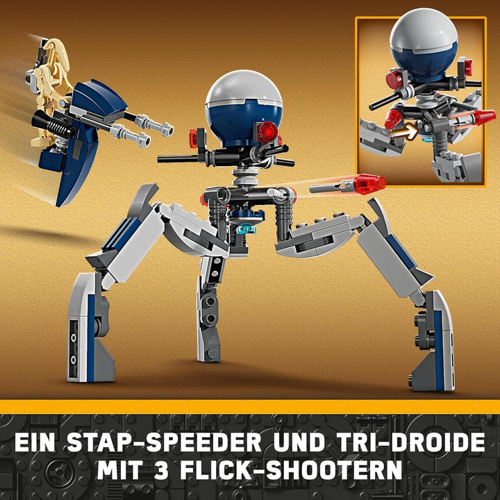 LEGO Star Wars 75372 Clone Trooper & Battle Droid Battle Pack, Incl. 4 minifigurine, 5 droizi și motocicletă speeder cu shooter - Jucărie de construcție pentru băieți și fete cu vârsta de peste 7 ani Seturi de constructie Besuche den LEGO-Store