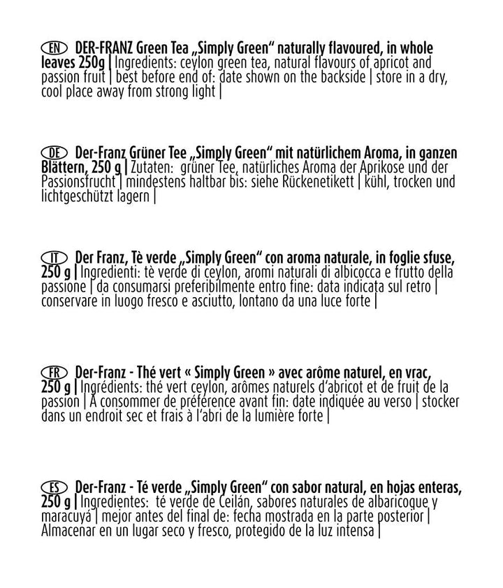 Der-Franz Ceai verde „Simply Green” cu frunze întregi, 250 g
